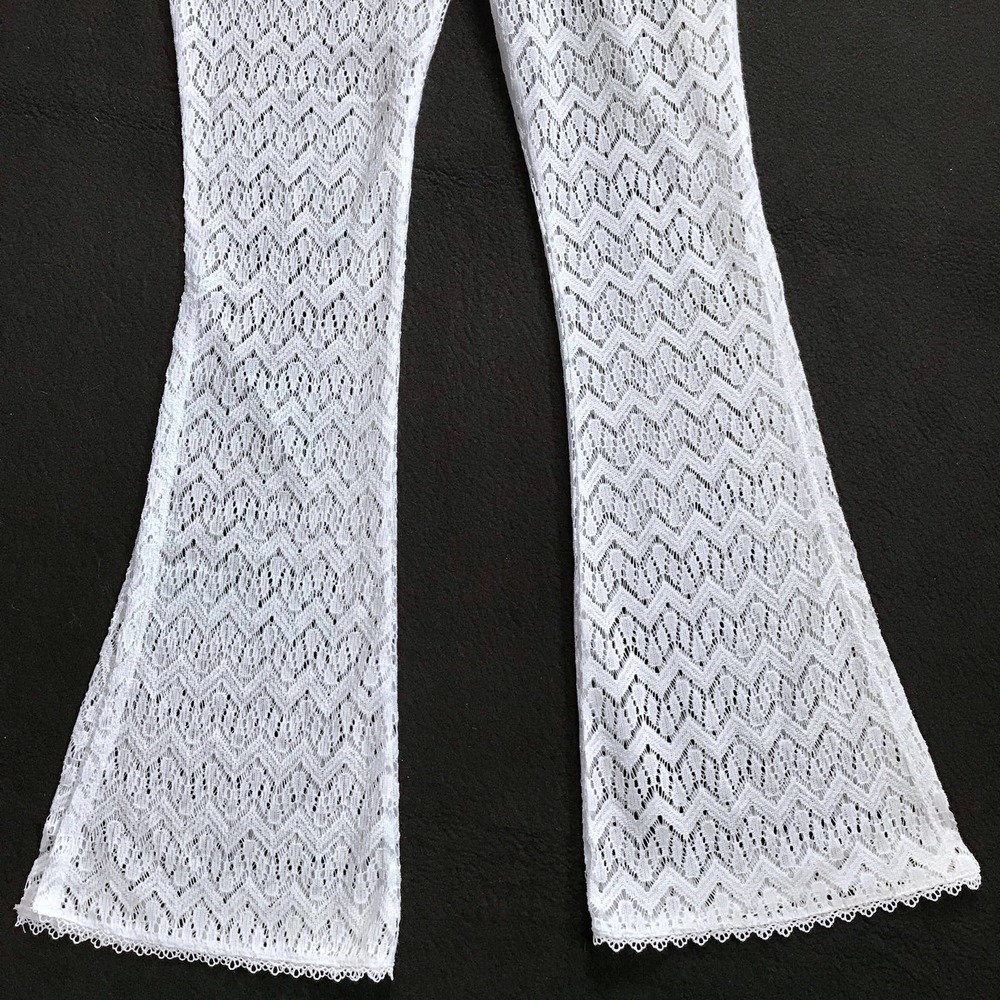 ❌SOLD❌ Miken Swim NWOT Sheer Crochet Swim Coverup Flare Pant Women XS - Picture 4 of 12